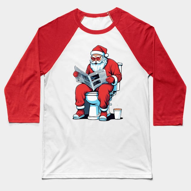 Santa Claus sits on the toilet Baseball T-Shirt by Andrewstg